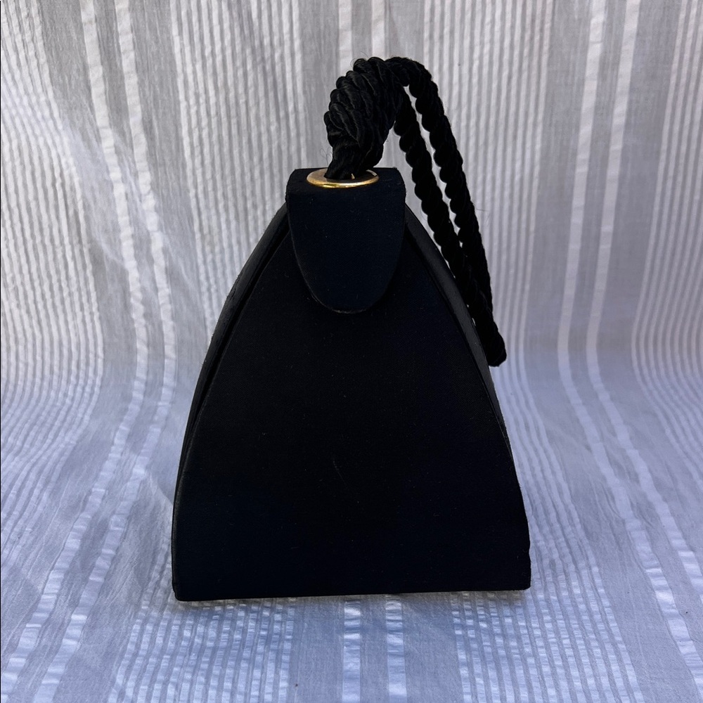 Vintage Black Satin Teardrop Evening Bag